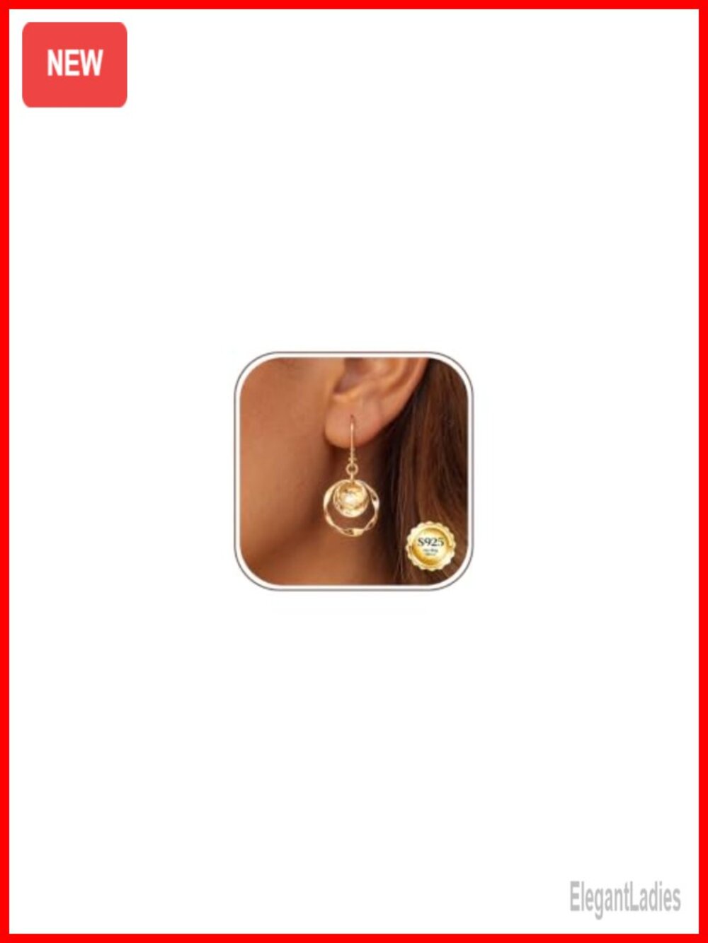 Gold Dangle Earrings for Women Leverback Sterling Silver